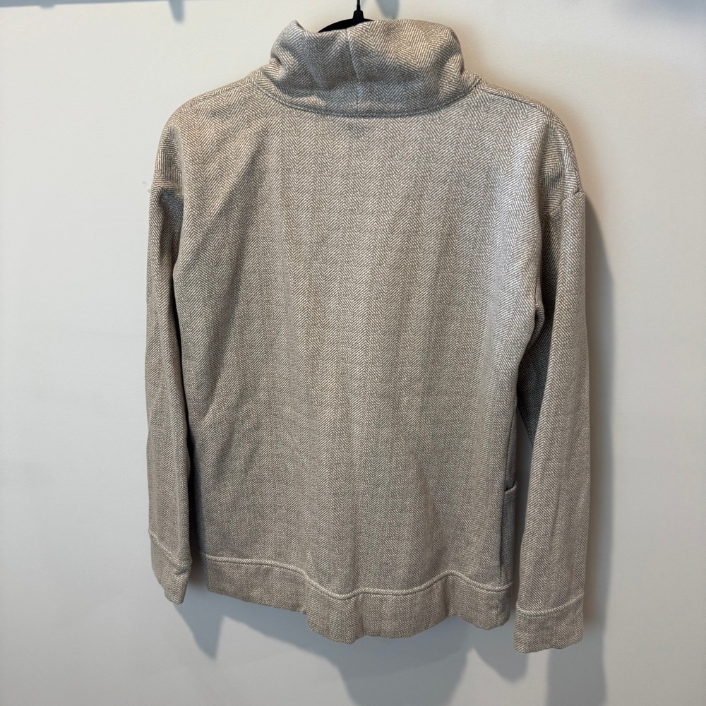 Columbia Womens Pullover Mock Neck Sweatshirt Herringbone‎ Tan Beige Size M